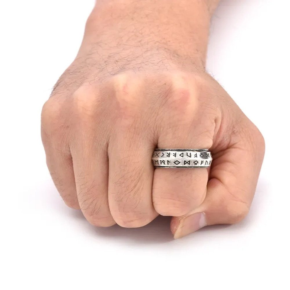 Eyecatcher Fingerring Drehbarer Edelstahlring mit leuchtenden Runen gegen S günstig online kaufen