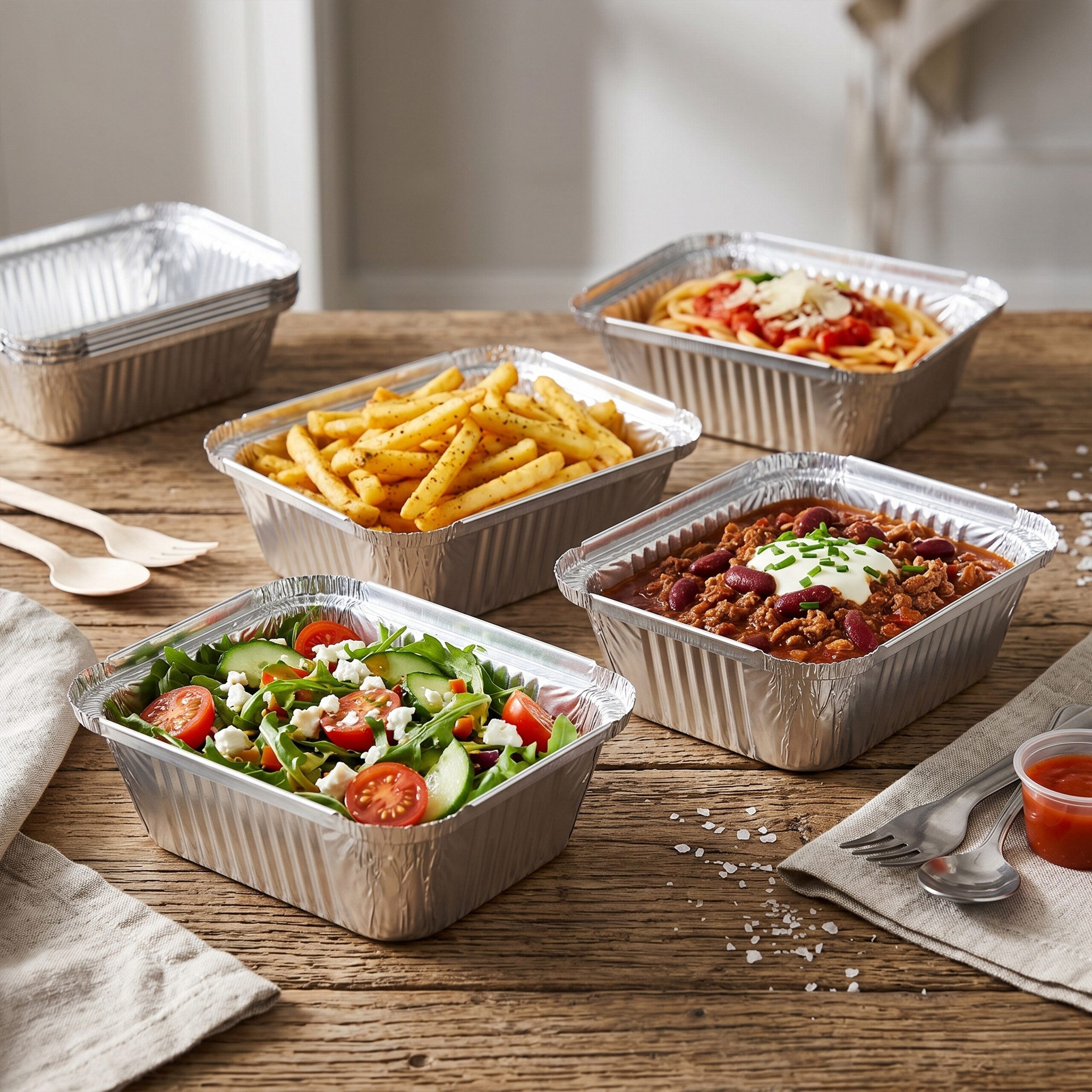 relaxdays Lunchbox Aluschalen mit Deckel 100er Set, Aluminium