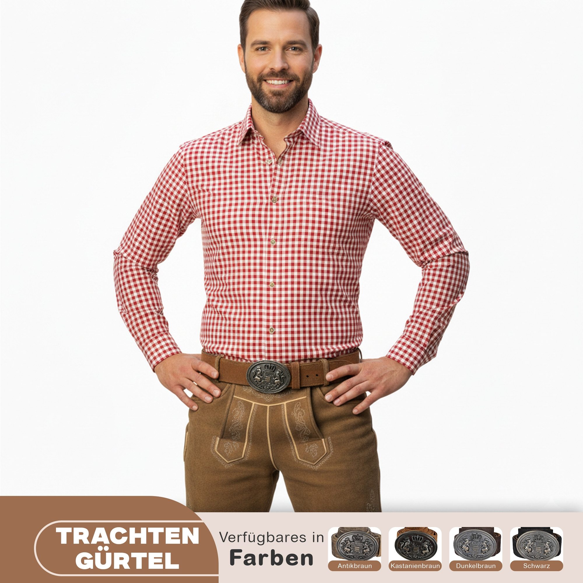 German Wear Ledergürtel GW1901-Gürtel Trachtengürtel aus Echtleder für Lederhosen mit Schnalle
