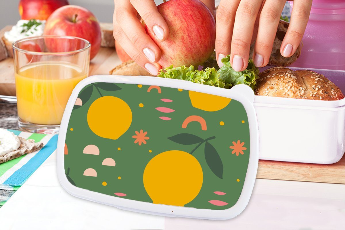 Zitrone und Jungs für für - - Brotbox Erwachsene, MuchoWow und weiß Design, Mädchen Lunchbox (2-tlg), Kunststoff, Brotdose, Kinder Rosa