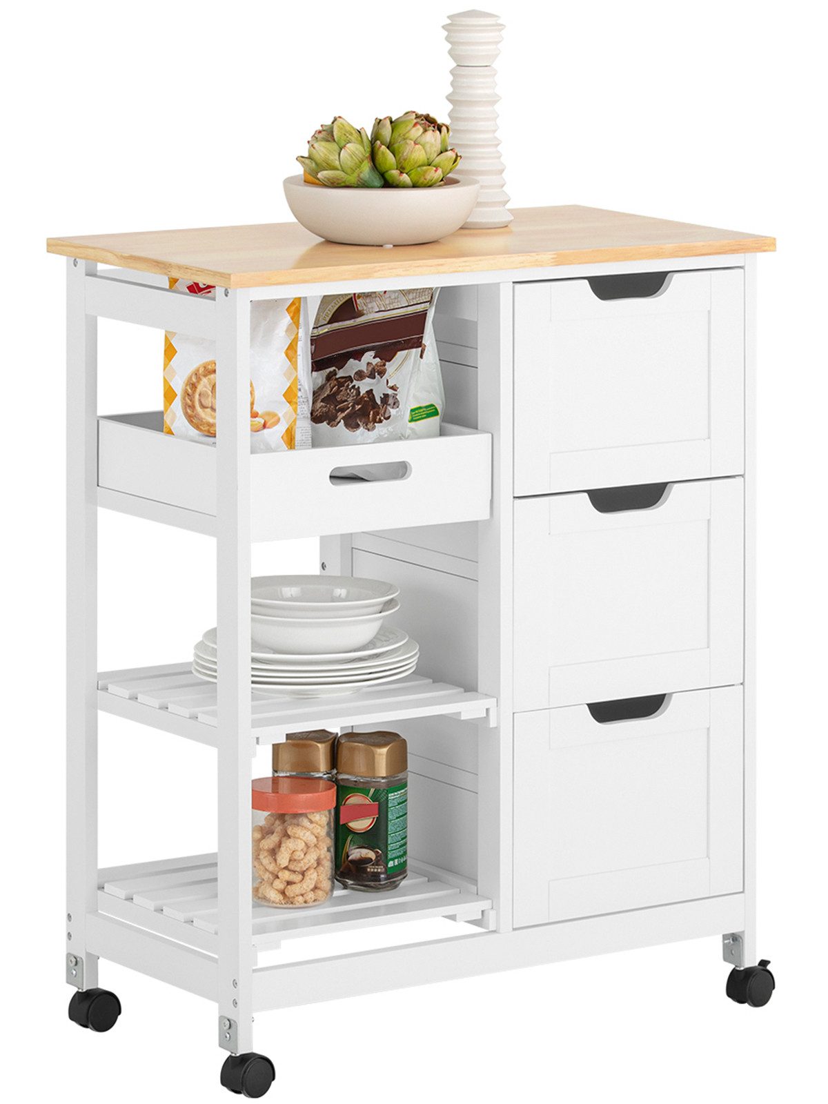 SoBuy Küchenwagen FKW79, Beistellwagen, Ordnungswagen, mit abnehmbarem Tabl günstig online kaufen