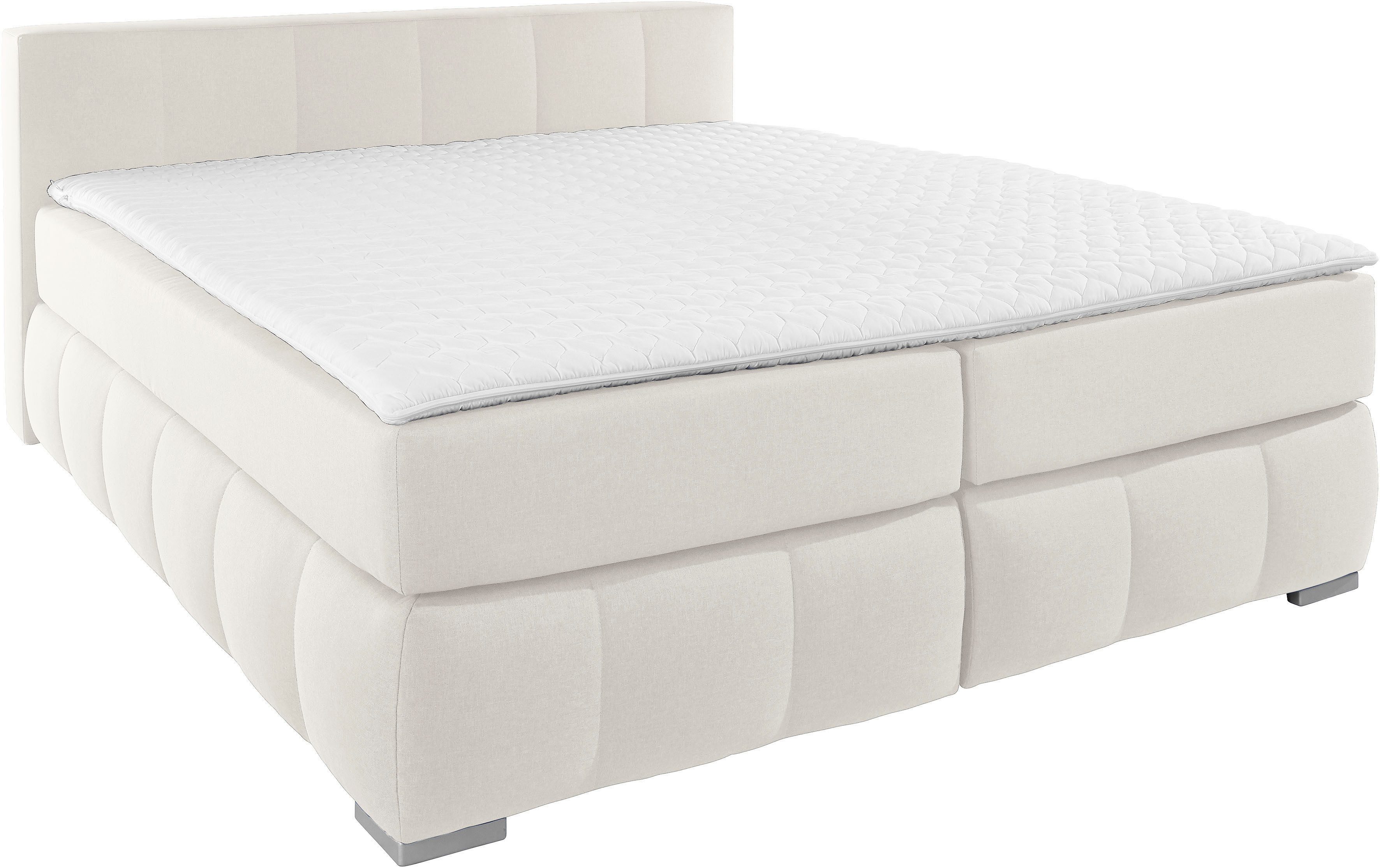 Home affaire Boxspringbett Chelles, inkl. Topper, in XXL- Überlänge 220 cm, Unterbox mit feine Wölbung