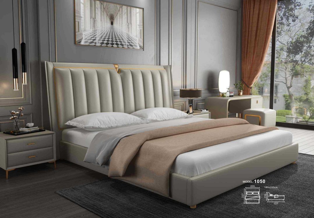 JVmoebel Bett, Luxus Bett Polsterbett Leder Gestell Schlafzimmer Betten 180x200cm