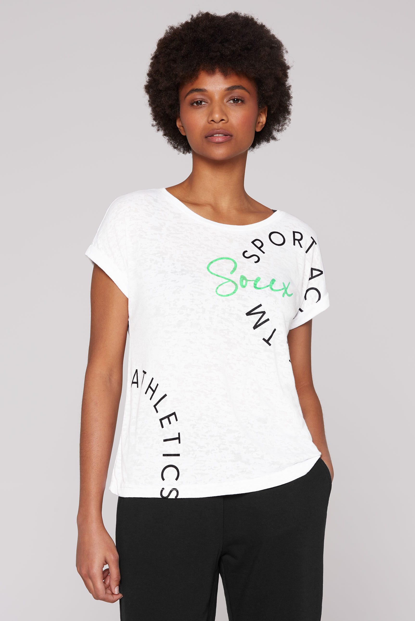 SOCCX Rundhalsshirt mit fixierten Turn-Up-Ärmeln günstig online kaufen
