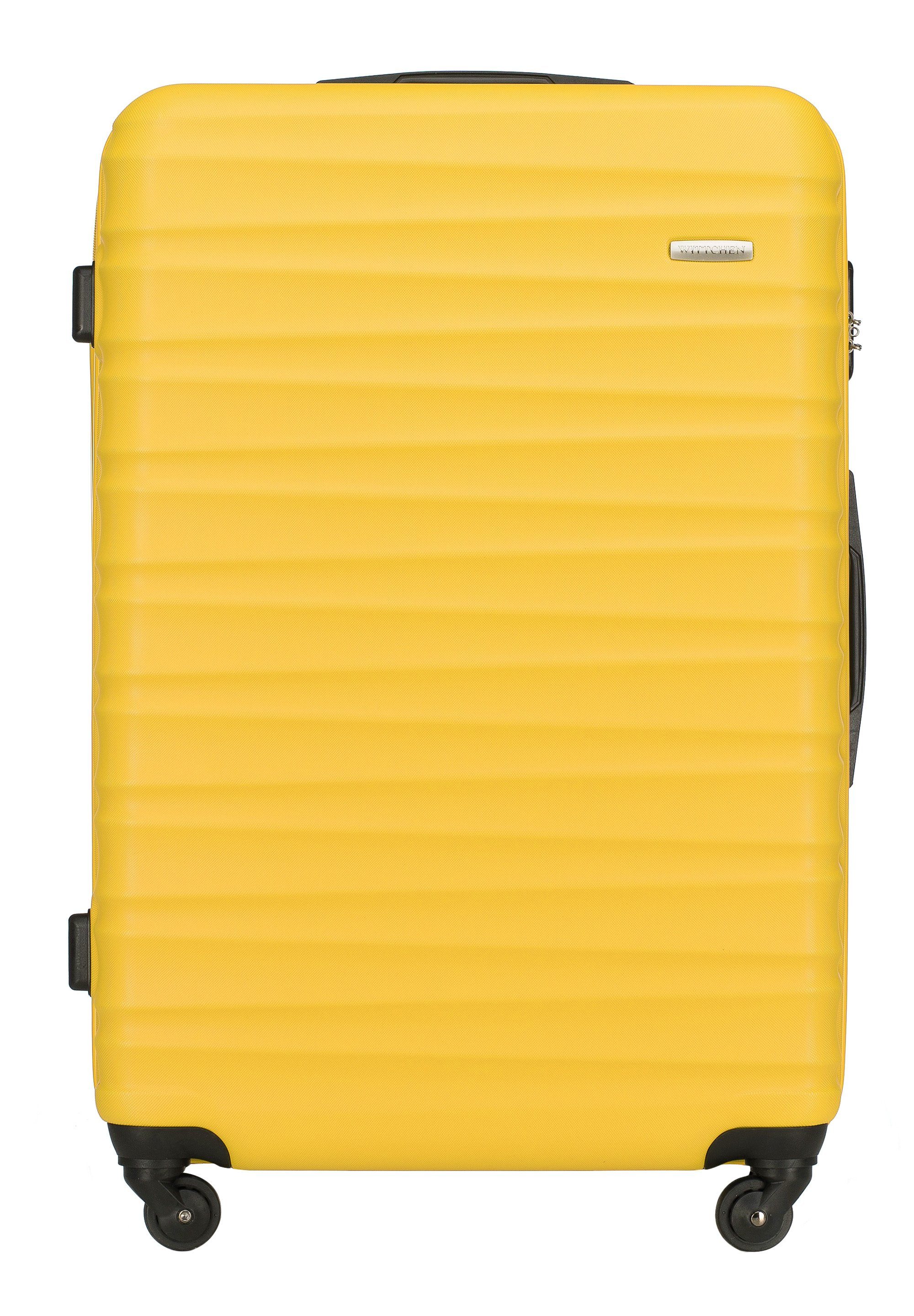 Wittchen Trolley GROOVE LINE, 4 Rollen, vier Spinnerräder, Hardcase, Teleskopgriff, Zahlenschloss yellow