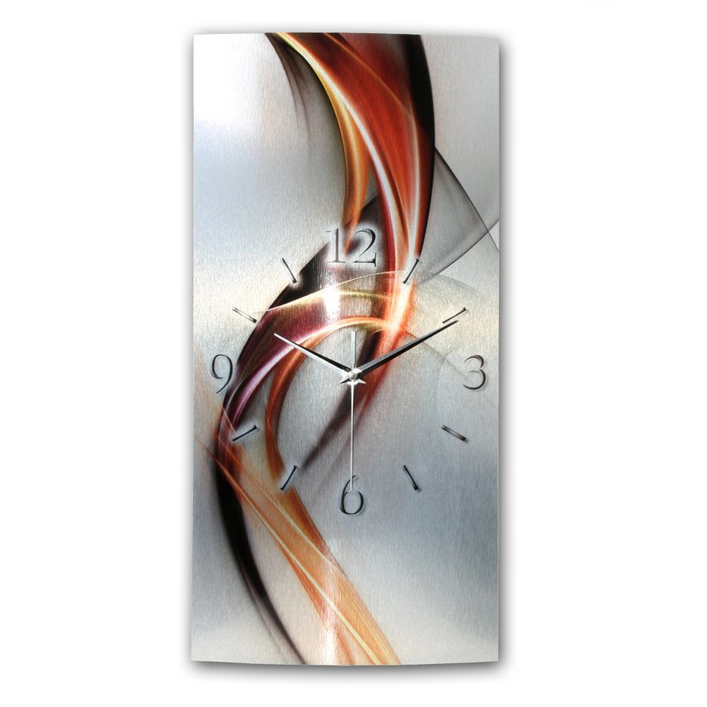 Kreative Feder Funkwanduhr 3D Design-Wanduhr „Abstrakt Rot“ aus gebürstetem günstig online kaufen