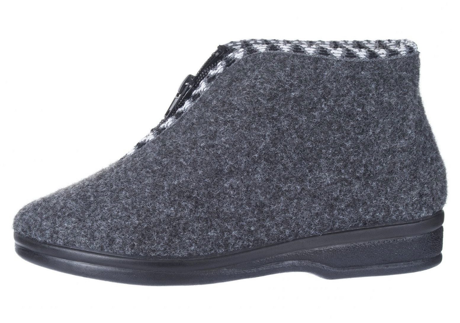 zelbut Damen Winter Filz Hausschuhe Schafwolle Hausstiefel Hüttenschuhe Reißverschluss