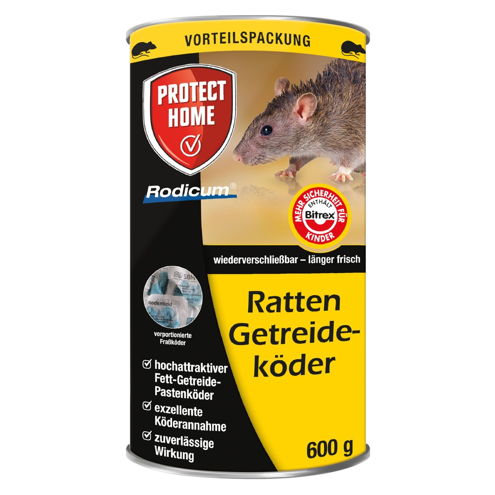 Protect Home Gift-Rattenköder Protect Home Rodicum Ratten Getreideköder - 600 g