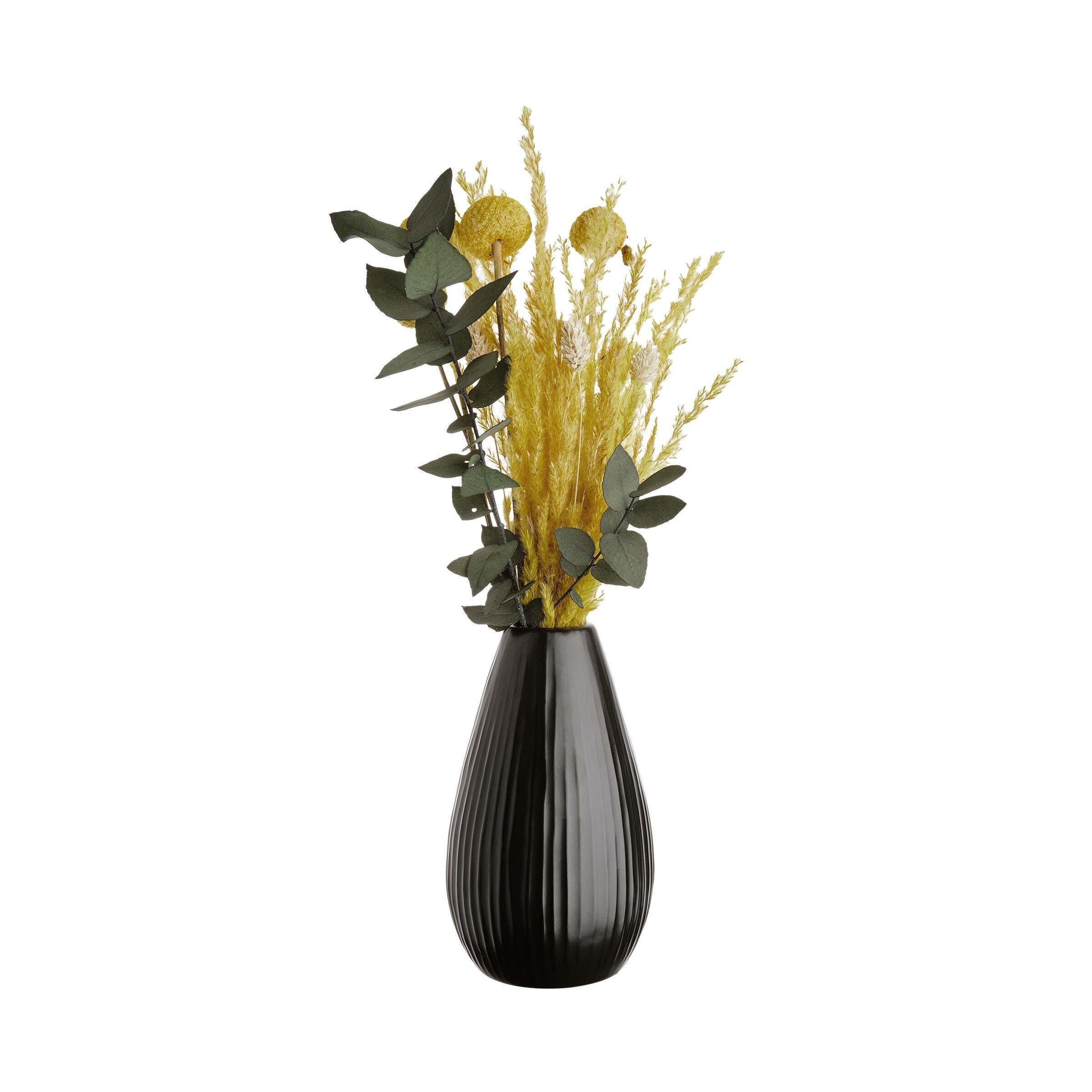 BUTLERS Dekovase RIFFLE Vase Höhe 16cm Schwarz