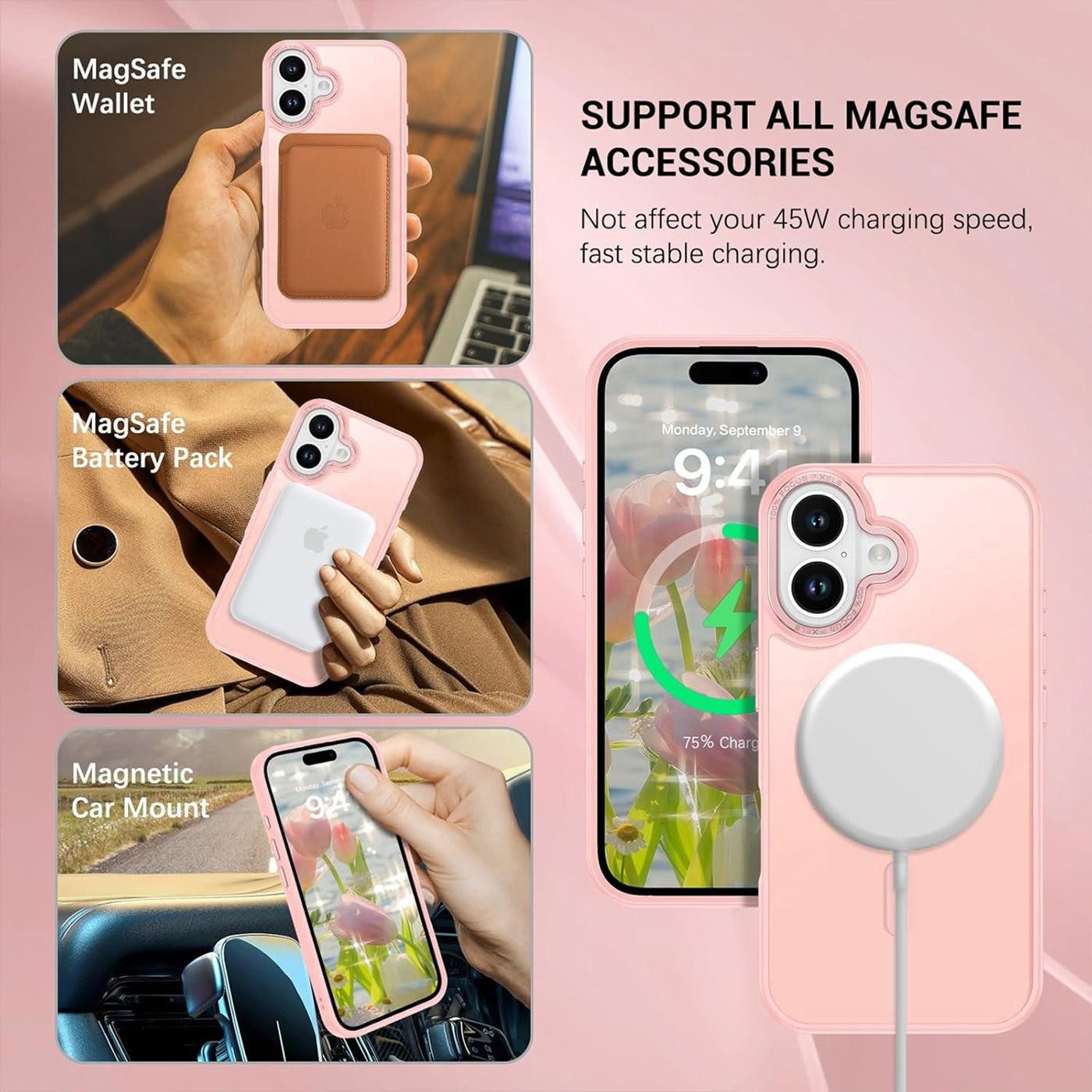 CoolGadget Handyhülle Magnet Hülle für iPhone 17 Schutzhülle mit Metall Kamerarahmen 6,3 Zoll, magnetisches Schutzcase Matt Stoßfest kompatibel mit Magsafe Zube – Bild 4 von 5