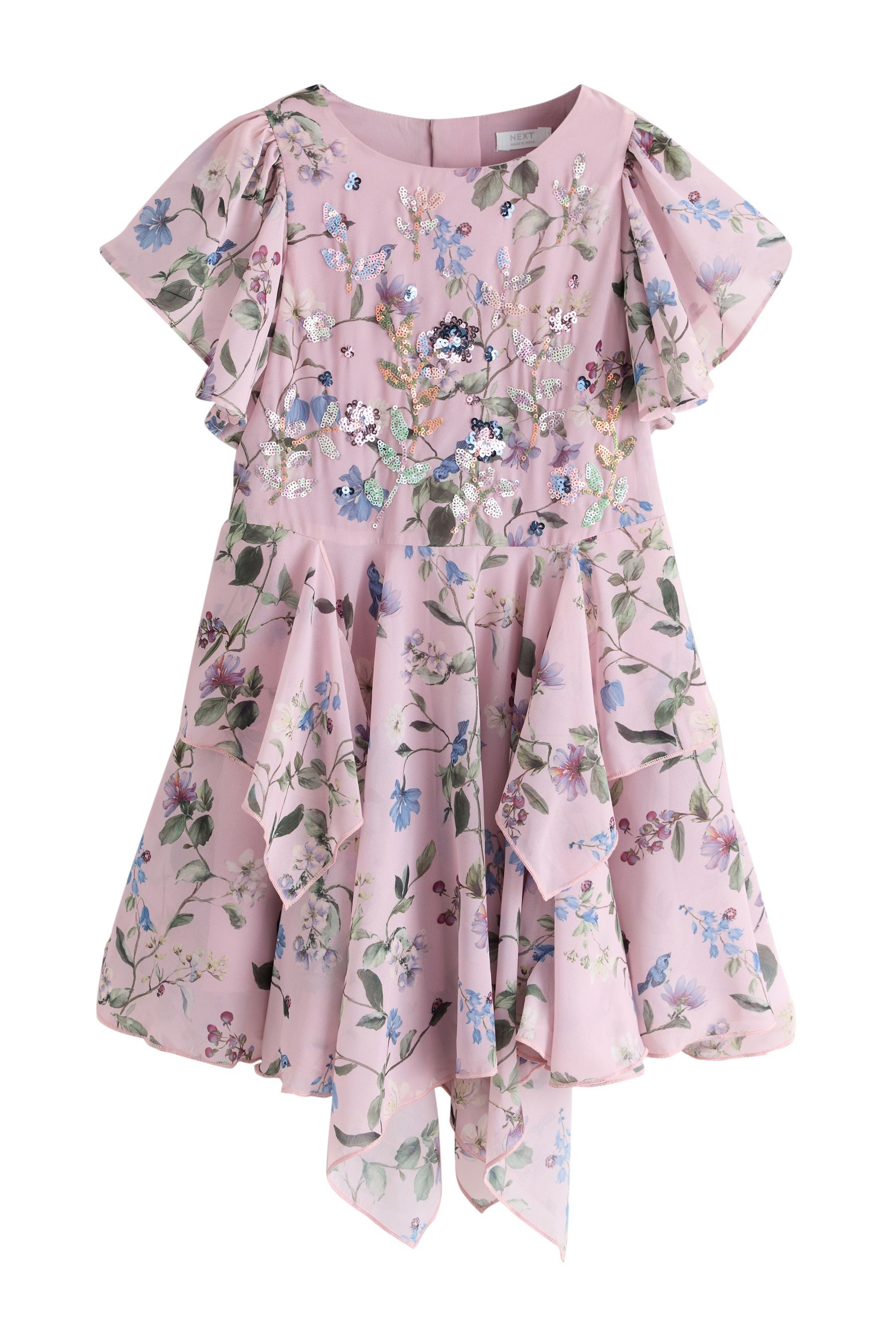 Next Volantkleid Verziertes Kleid mit Zipfelsaum (1-tlg)
