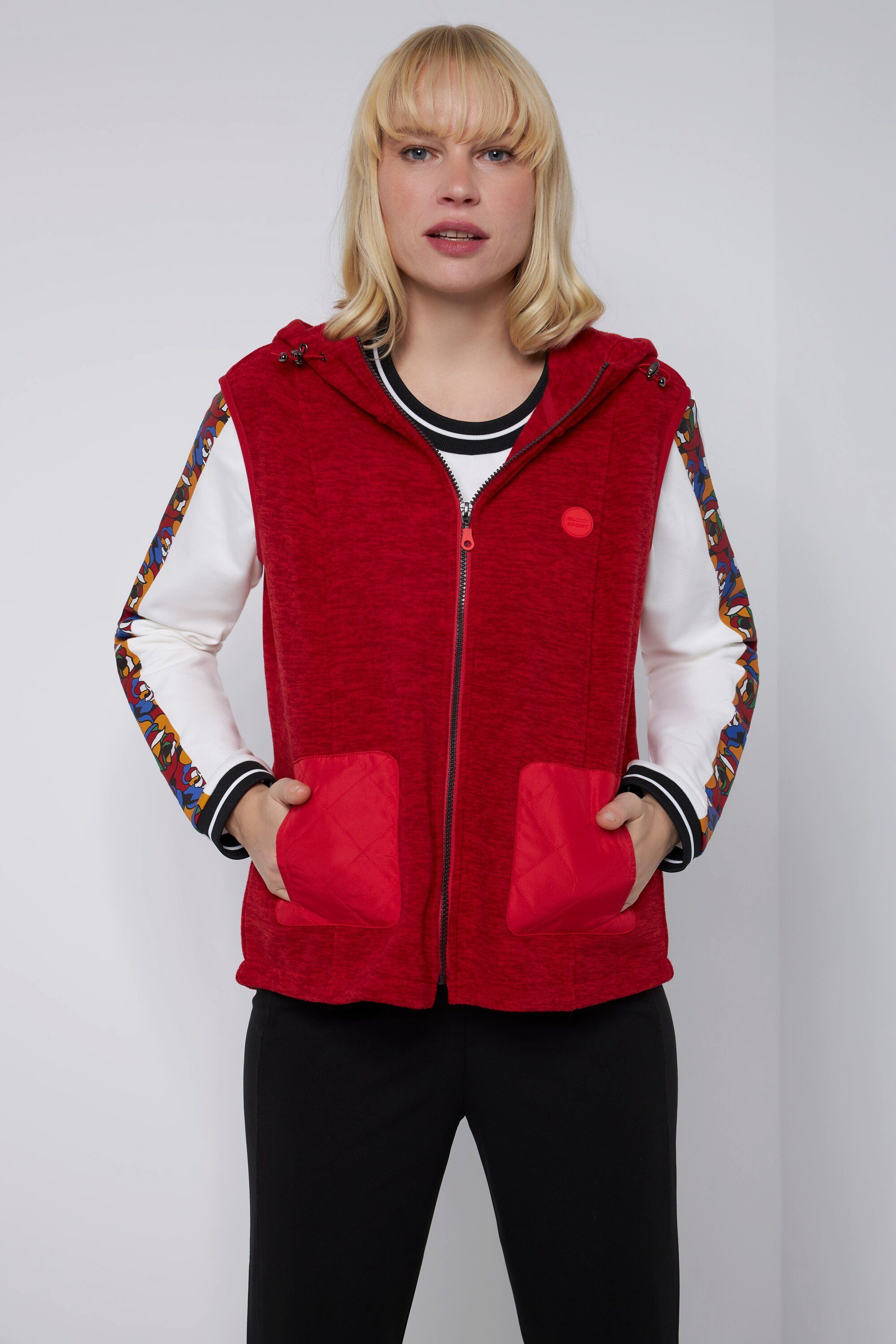 Gina Laura Steppweste Fleece-Weste Kapuze Zipper