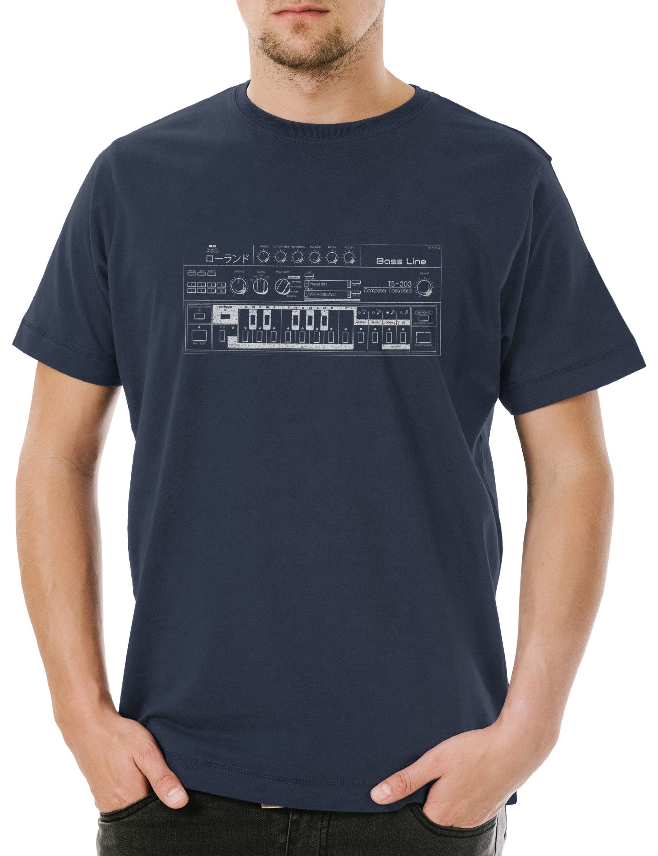 Print-Shirt Synthesizer 303 Herren T-Shirt Acid Techno Electro Audio LFO Waves