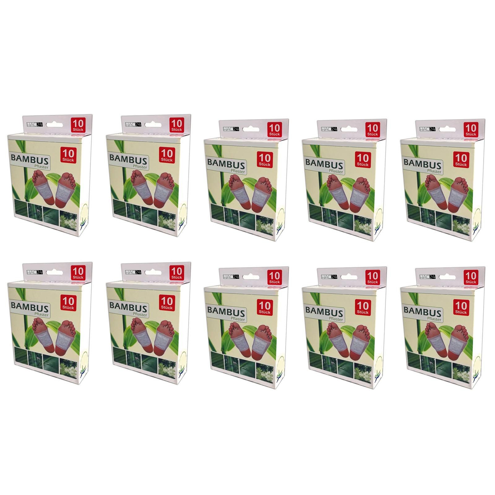 HAC24 Fixierpflaster Bambus Pflaster Fußpads (100 Stück) mit Baumessig und Turmalinpulver