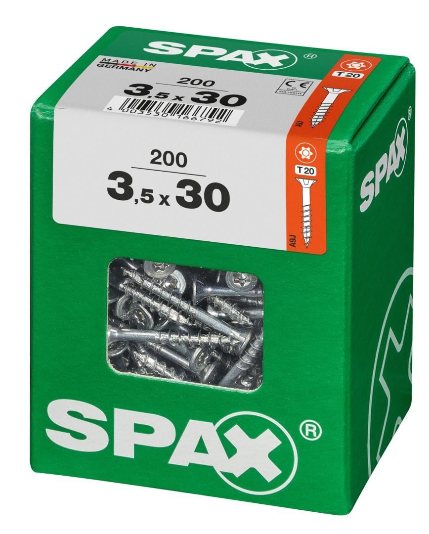 x 200 - TX Spax mm SPAX Holzbauschraube 3.5 30 Universalschrauben 20