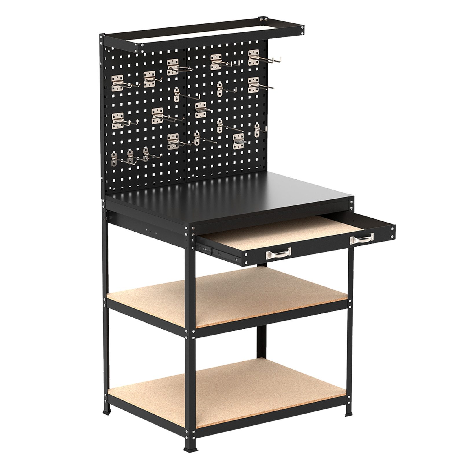 COSTWAY Werkbank, mit Lochwand Выдвижные ящики 20 Hängehaken bis 225kg 81x41x156cm