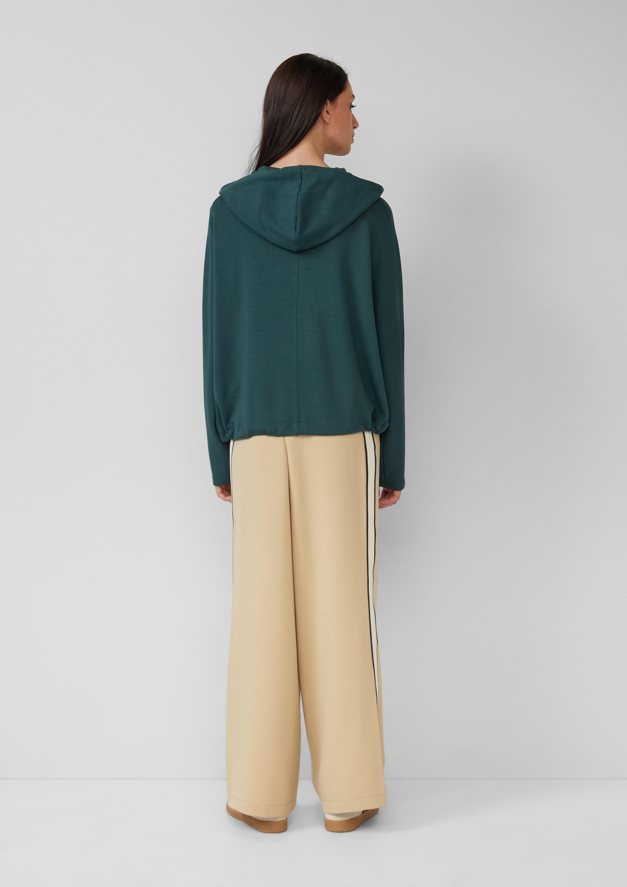 s.Oliver Sweatshirt Sweatshirt Scuba-Hoodie mit Fledermausärmeln und regulierbarem Saum