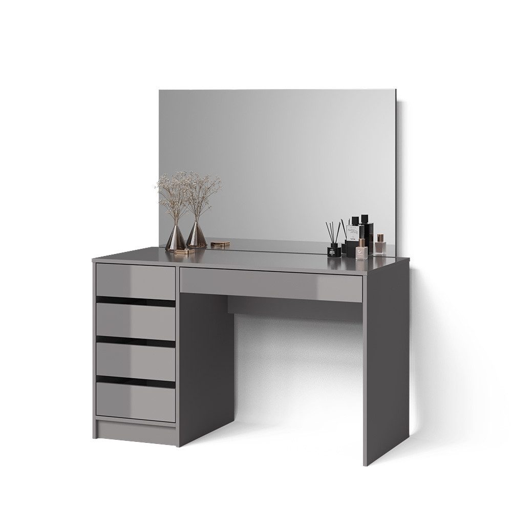 Livinity® Schminktisch Imola, Grau, 120 cm mit Spiegel (2-St)
