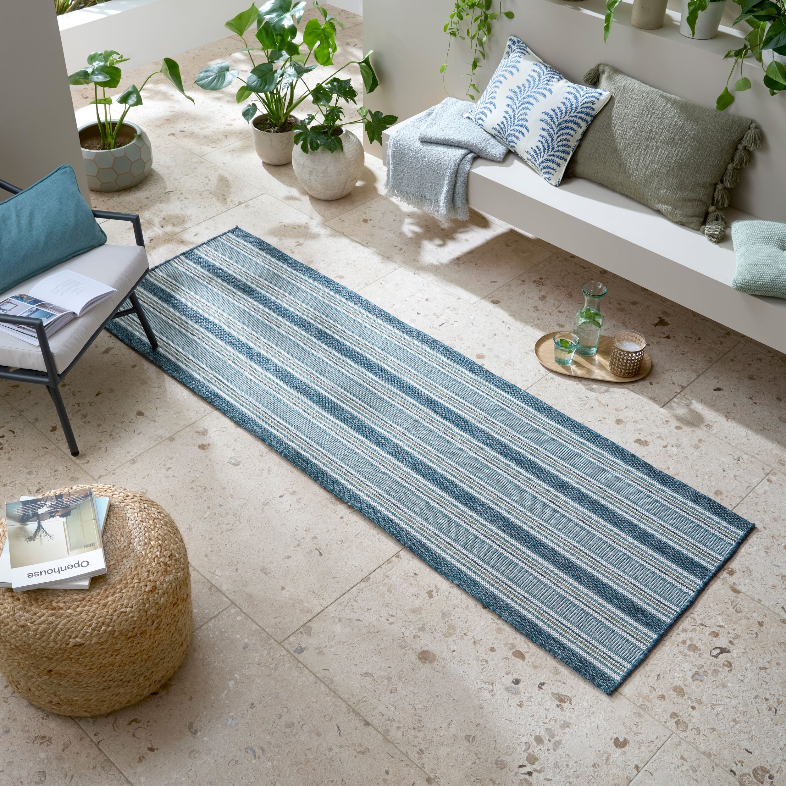 FLAIR RUGS Teppich Roma Stripe, rechteckig, Höhe: 4 mm, Roma Stripe Indoor Outdoor-Teppichläufer