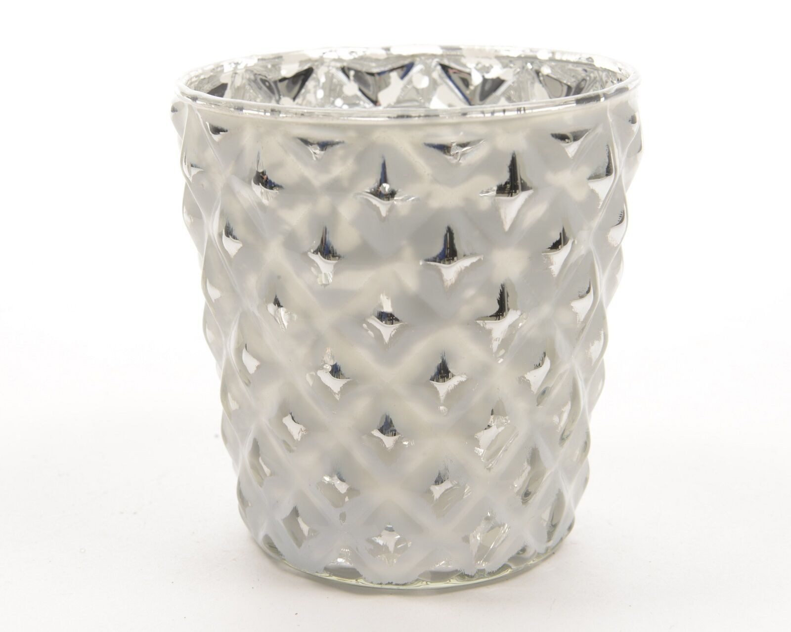 Teelichthalter Teelicht Windlicht Glas Teelichthalter silber Diamant antik 9cm
