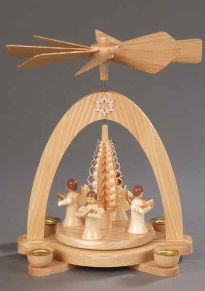 Albin Preissler Weihnachtspyramide »4 Engel mit Spanbaum«, Made in Germany