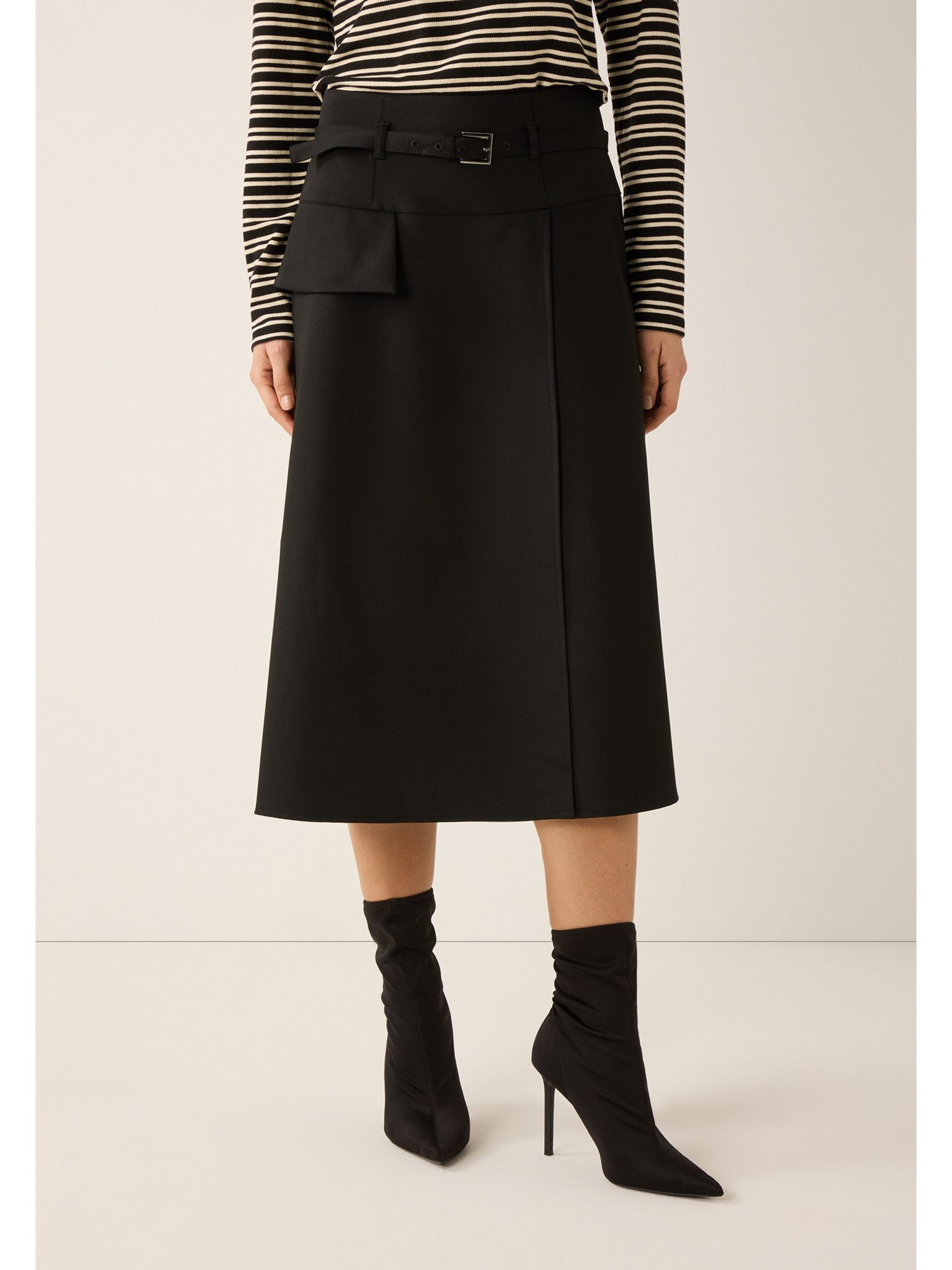 MORE&MORE A-Linien-Rock eleganter Midirock, Wickeloptik