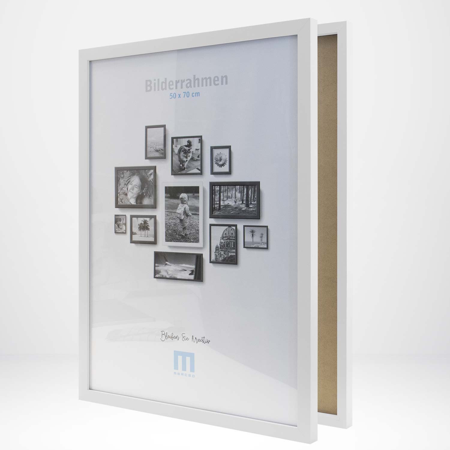 M MERCEO Bilderrahmen, (1 St), Moderner Bilderrahmen aus MDF 50x70cm - 1x weiß inkl. Acrylglasschutz