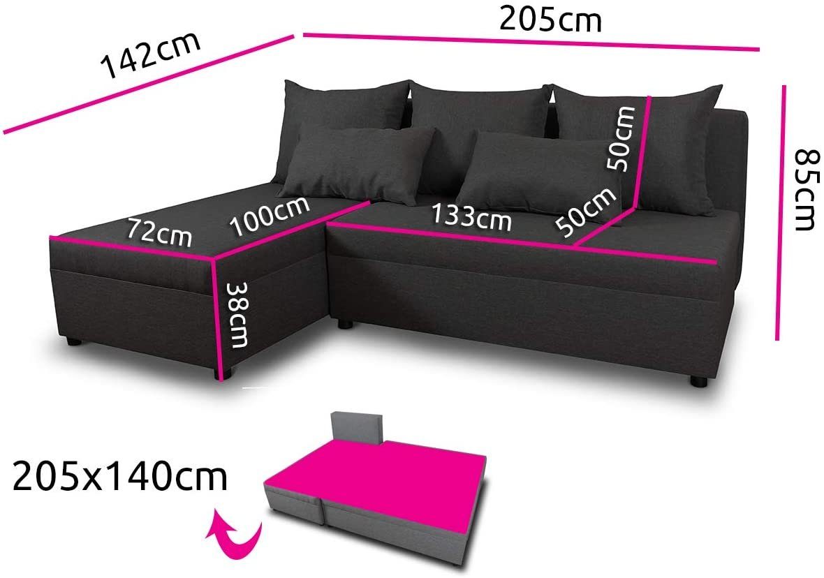 Sofnet Ecksofa mane Bettkasten, Universal Couch, und Pono, Sawana Schlaffunktion Schlafsofa, 05 L-Form mit