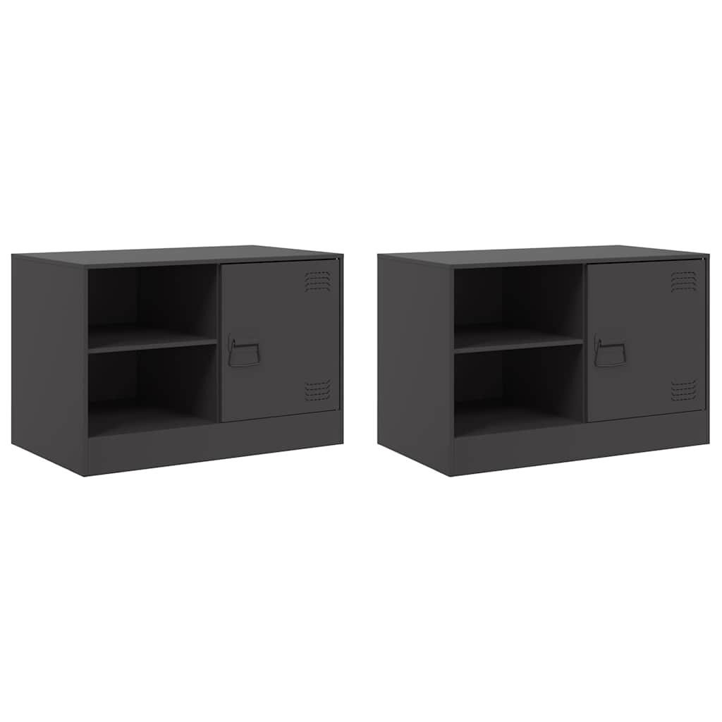 vidaXL TV-Schrank TV-Schränke 2 Stk. Schwarz 67x39x44 cm Stahl (2-St)
