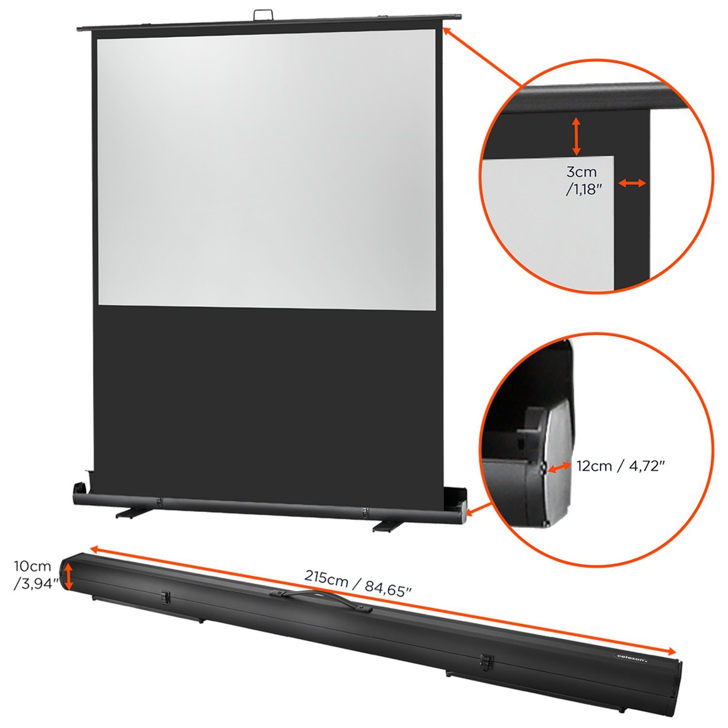 Celexon Professional Plus Pull-Up-Leinwand (schwarze Rückseite)