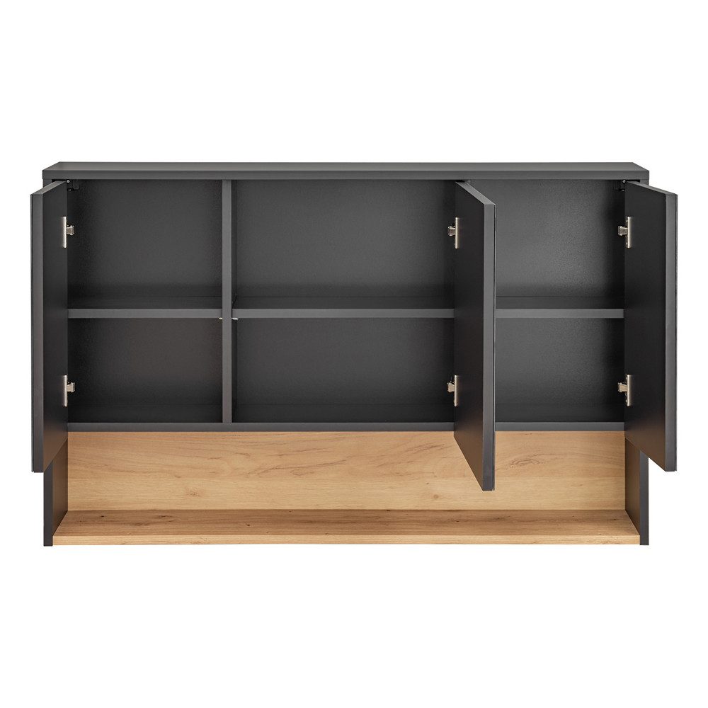 Lomadox Spiegelschrank BOLOGNA-56 Badezimmer 120 cm in anthrazit mit Artisan Eiche Nb., : 120/75/25 cm
