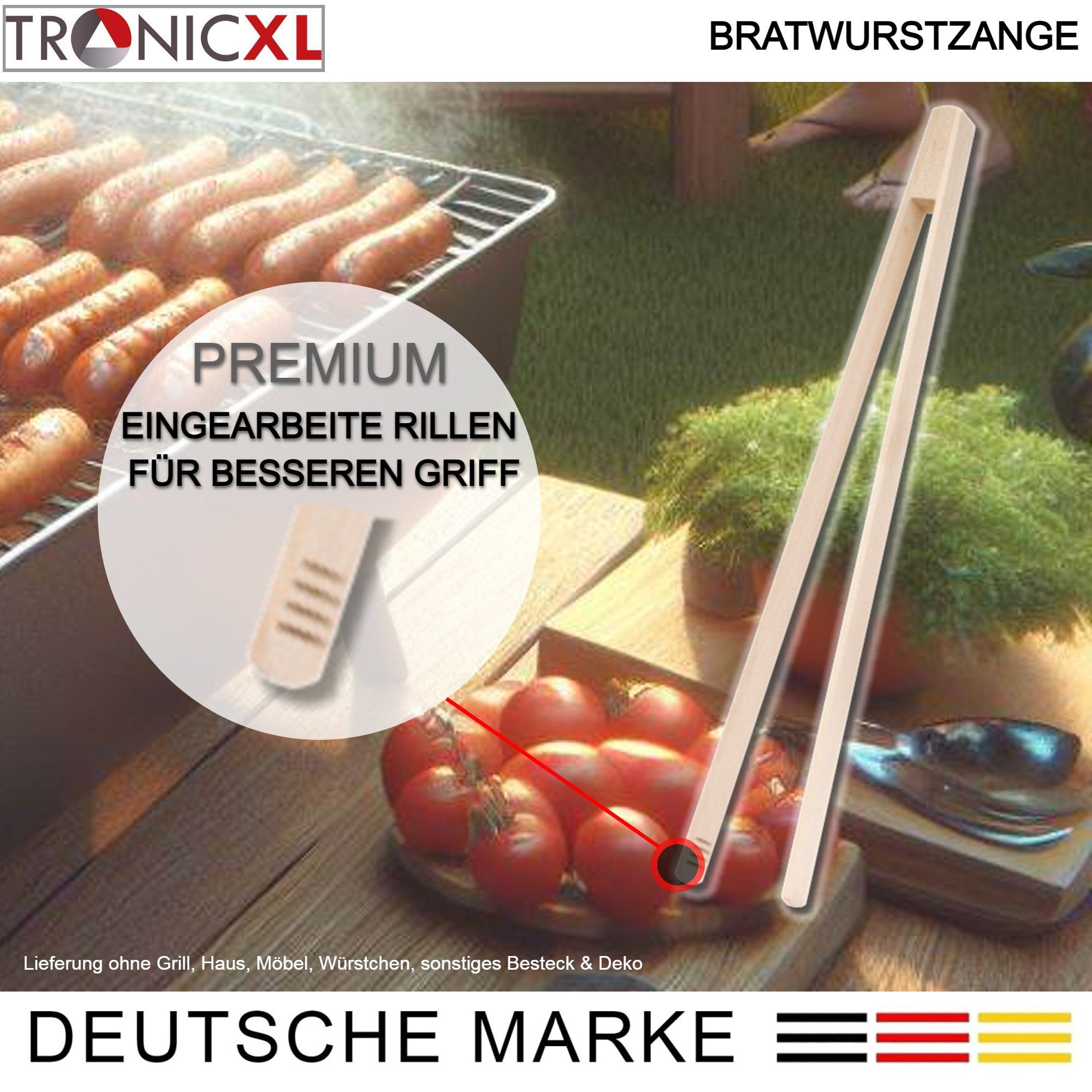 TronicXL Grillzange 500 Stück Grillzangen 42cm Grillen Grill Zange BBQ Zubehör Posten, Holz Holzzange Sonderposten Aktionsware Reseller