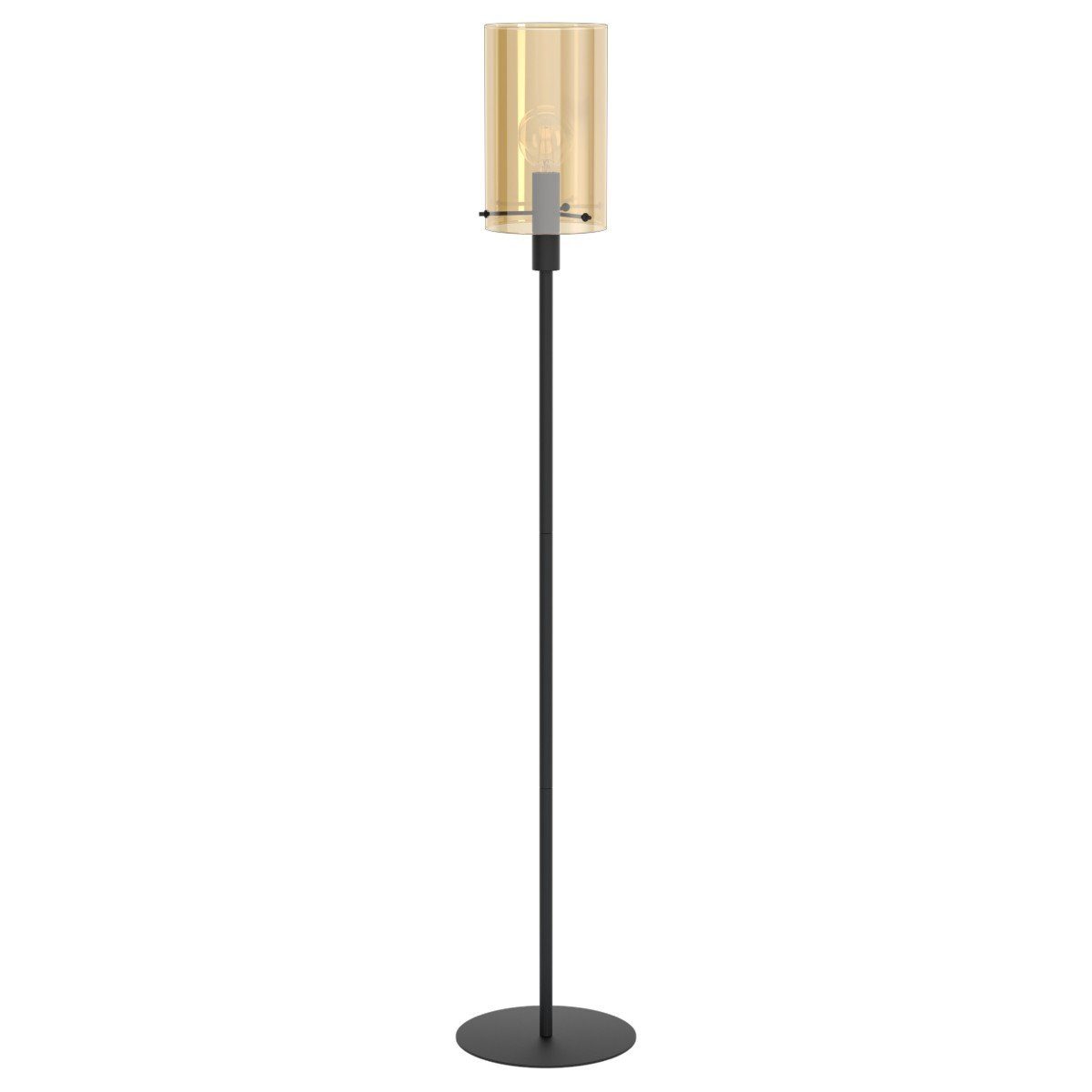 EGLO Stehlampe Polverara, ohne Leuchtmittel, LED-Retrofit oder Halogen, Akzentbeleuchtung fürs Wohnzimmer, Höhe ca. 155 cm, Amber-Glas | Standleuchten