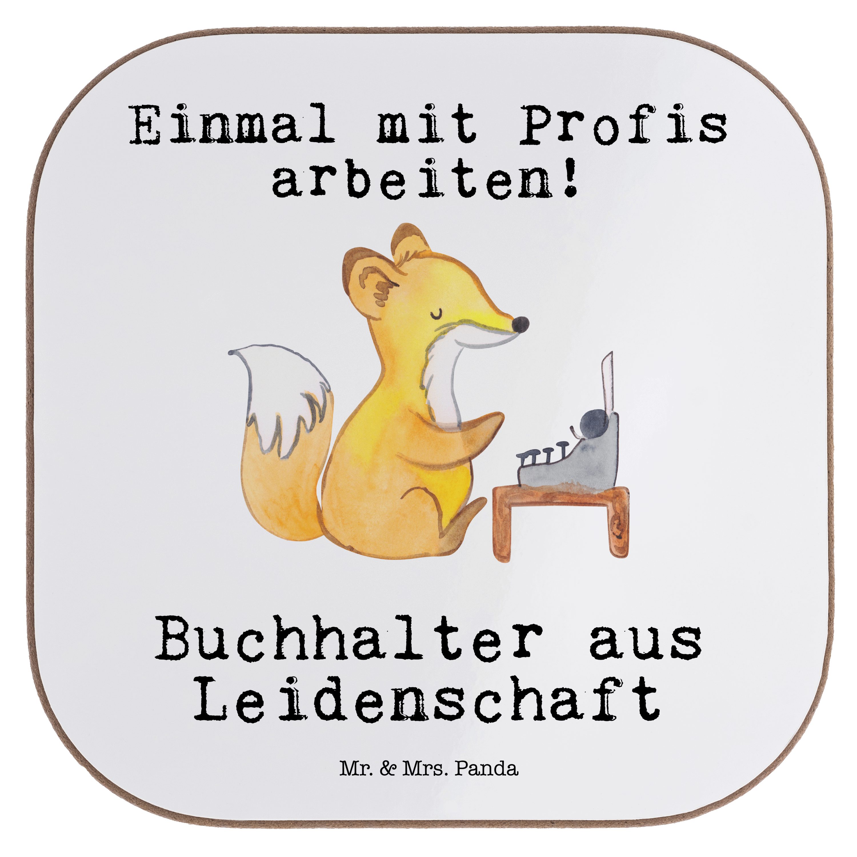 Mr. & Mrs. Panda Getränkeun, - Weiß - Geschenk, Leidenschaft Buchhalter Getränkeuntersetzer aus Bierdeckel, 1-tlg