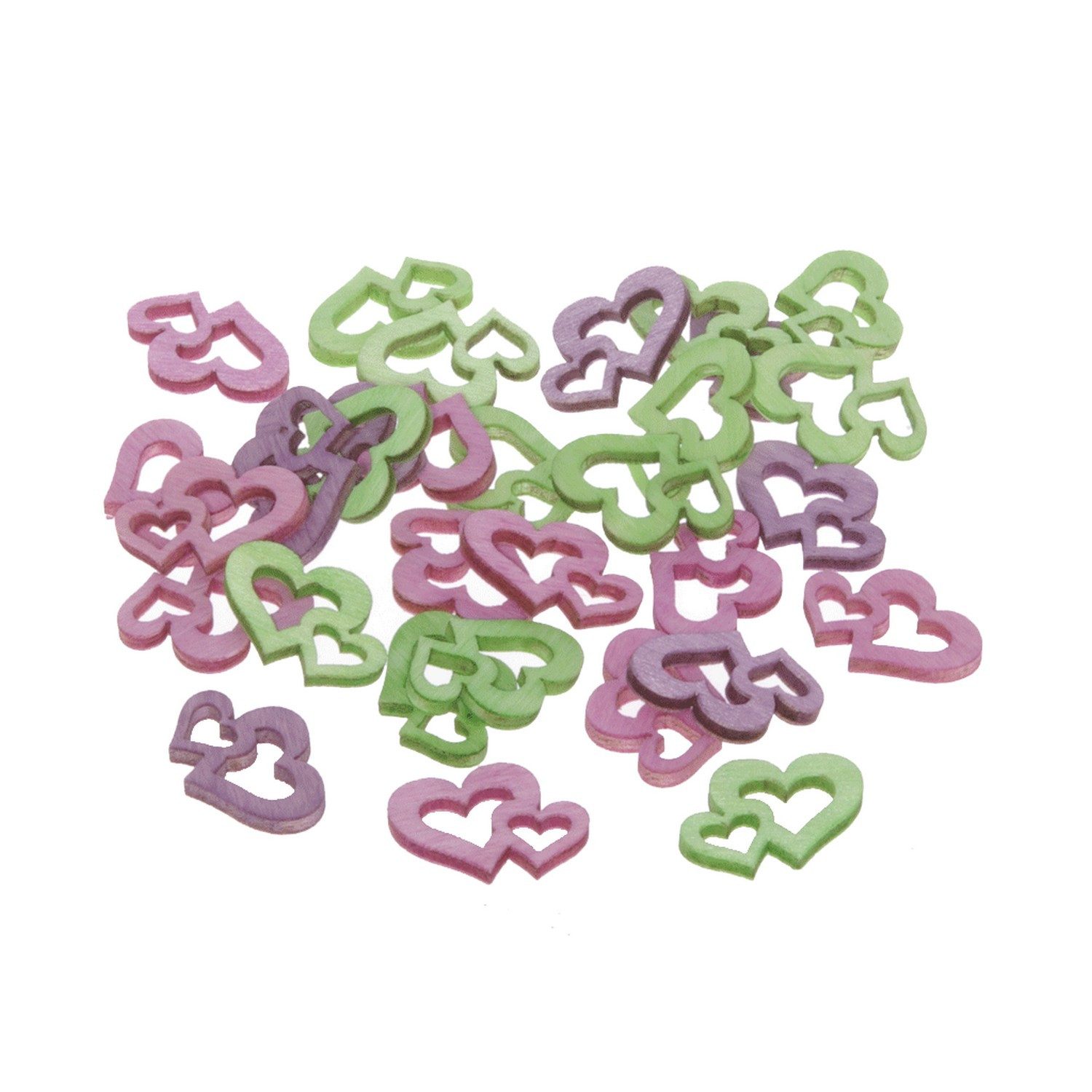 Deko AS Streudeko Mini-Herzen - Streudeko - rosa lila grün - 1 VE = 144 Stk - 13401, (144-tlg), mittig gelocht