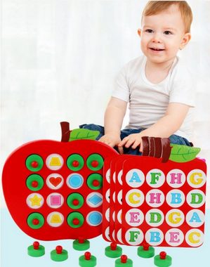 Fivejoy Memoboard Holz-Memory-Matching-Spiel für Kinder, (Apple Memory Match-Brettspiel mit 5 doppelseitigen Karten, Lernspielzeug für die frühe Entwicklung ab 3 Jahren)
