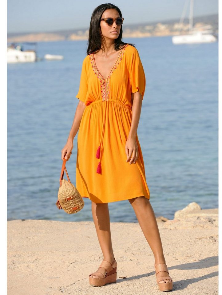 Alba Moda Strandkleid mit Stickerei in gelb