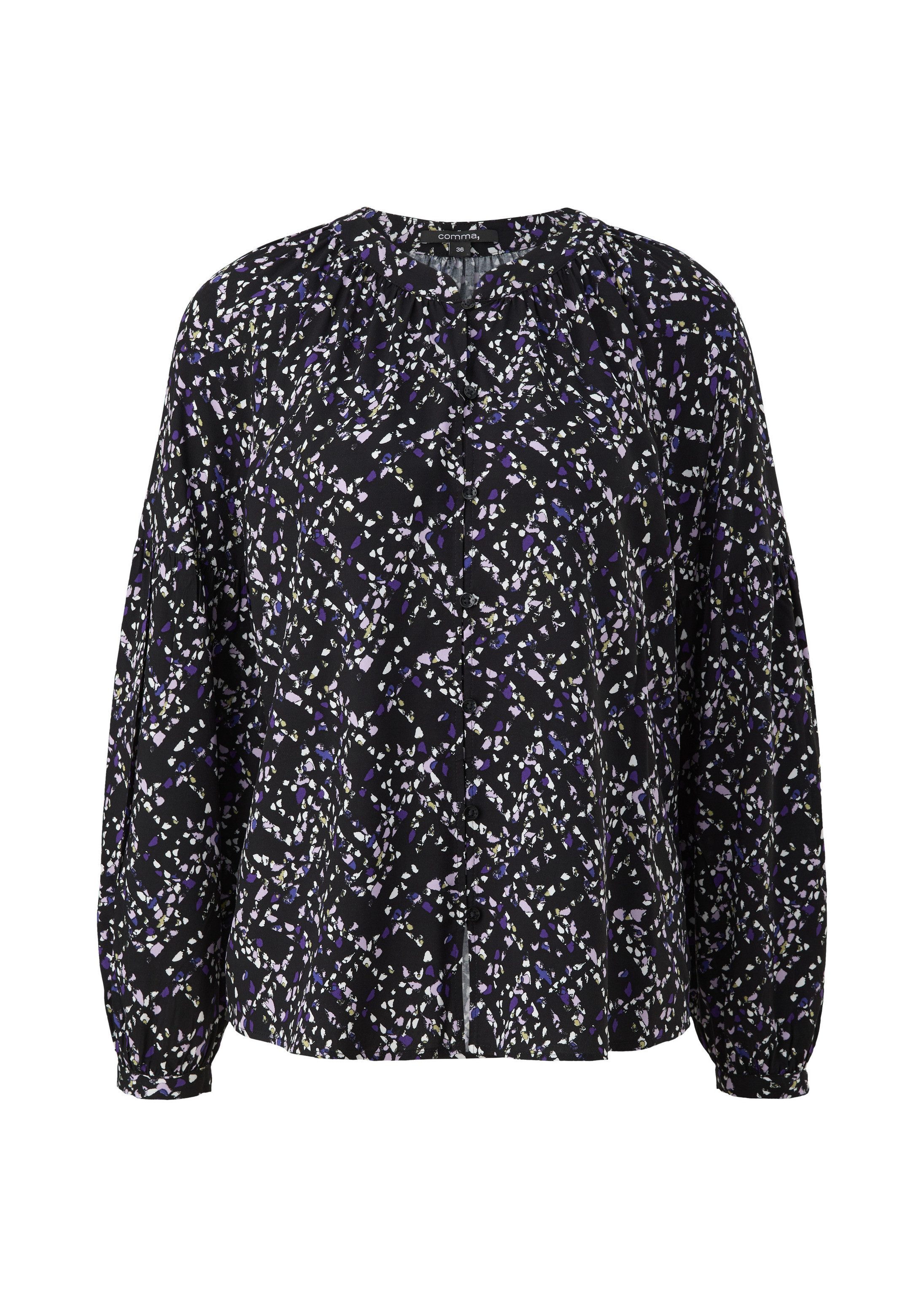 comma Langarmbluse Bluse Viskosebluse mit abstraktem Muster