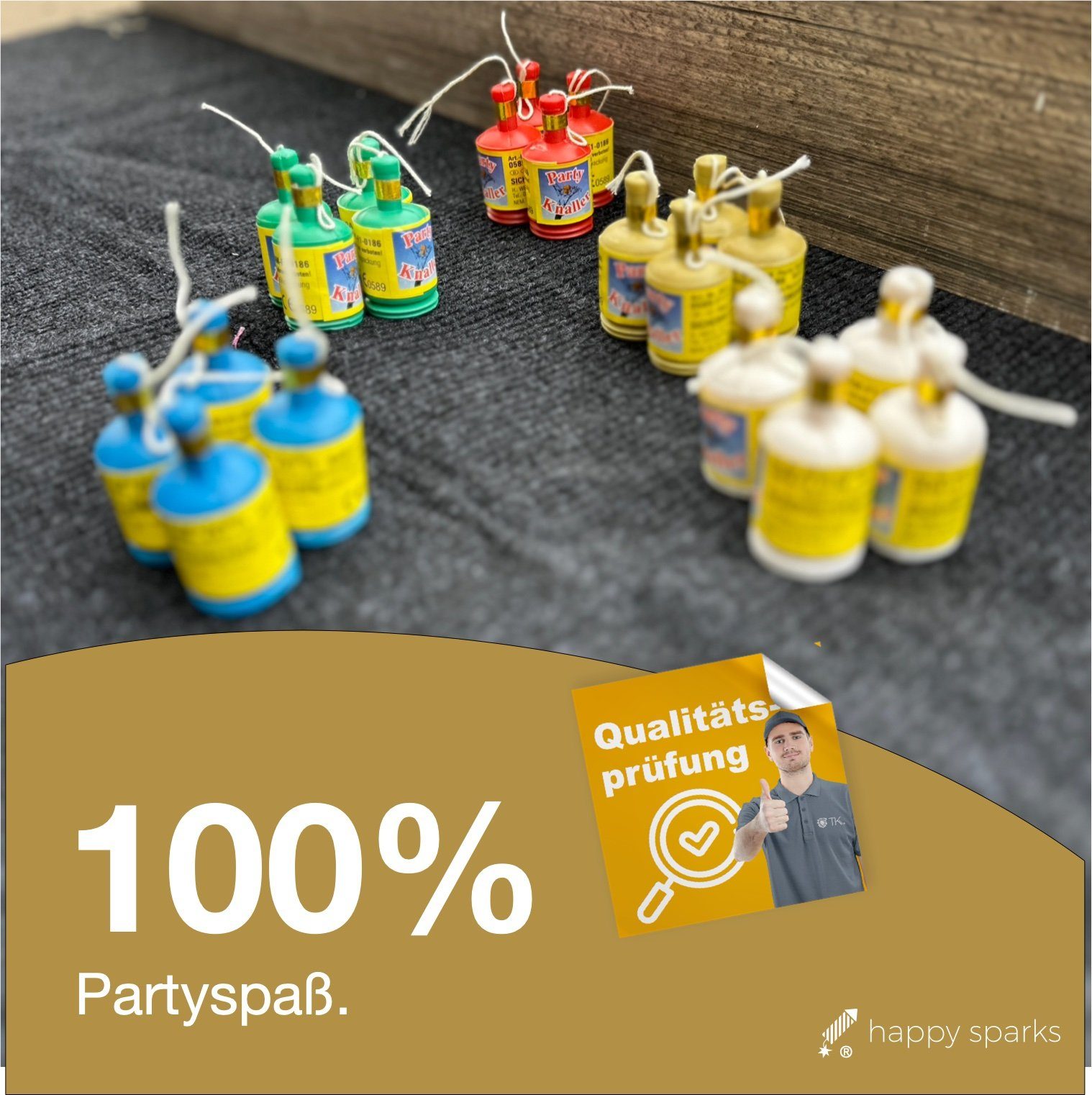 Tischfeuerwerk 100x Konfetti Schampus TK Partypopper Gruppe Schampusknaller gold Party