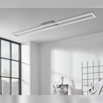 Briloner Leuchten LED Deckenleuchte 3094-012, dimmbar, Speicherfunktion, LED fest verbaut, Warmweiß, Deckenlampe, 110x12x5cm, Matt-Nickel, 18W, Wohnzimmer, Schlafzimmer