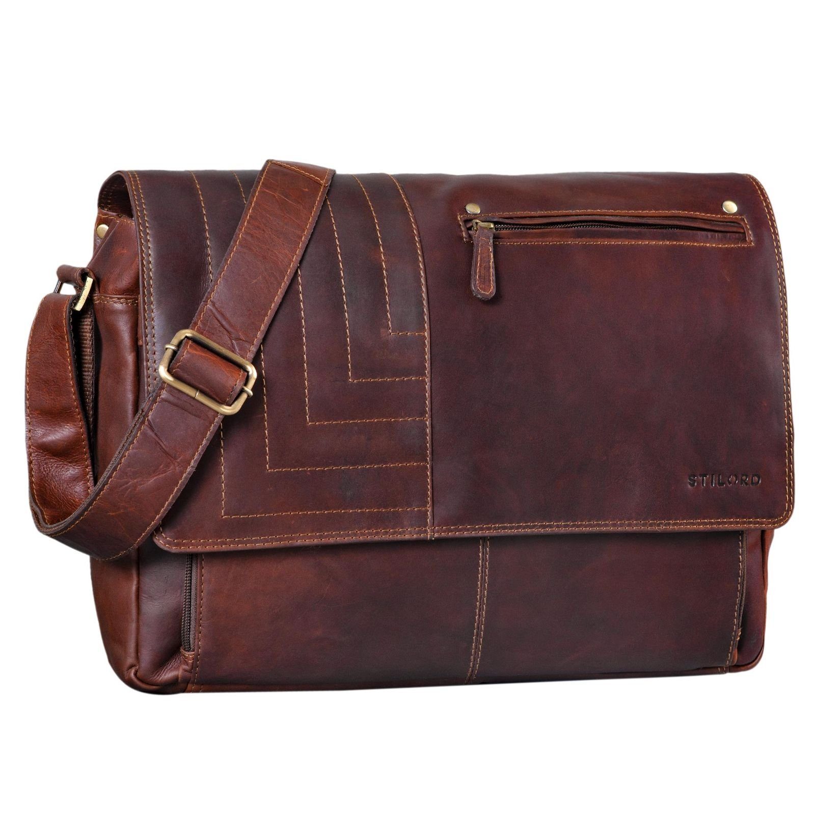 Ledertasche Zoll STILORD 15,6 "Harvey" Umhängetasche Herren