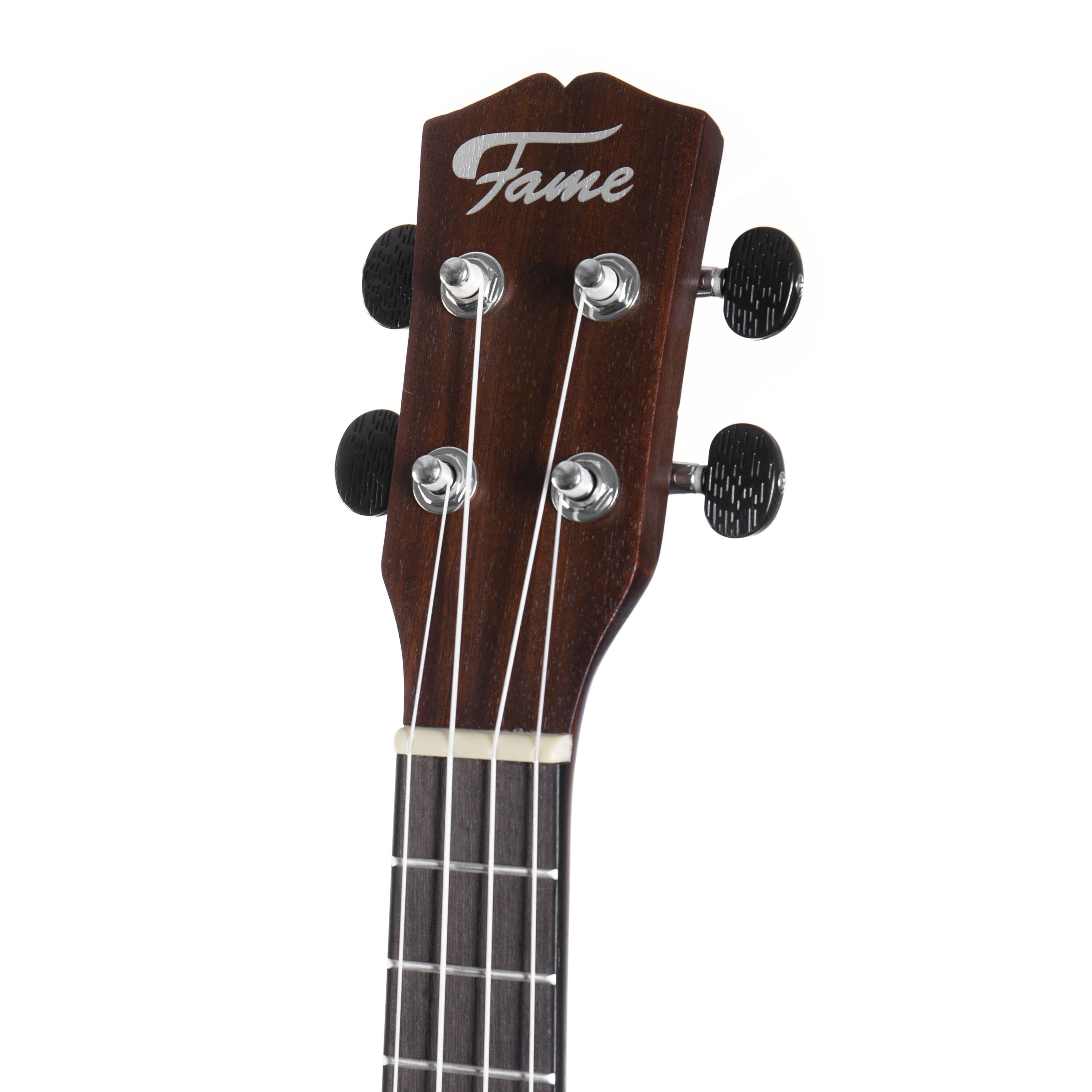 FAME Ukulele, Deluxe Konzert-Ukulele Mittelgroß Mahagoni-Korpus Composite-Griffbrett Verchromte Druckgussmechaniken Braunes Hand-Rubbed-Finish, Ukulelen, Konzert Ukulelen, Deluxe Konzert-Ukulele, Mahagoni-Korpus, Composite-Griffbrett