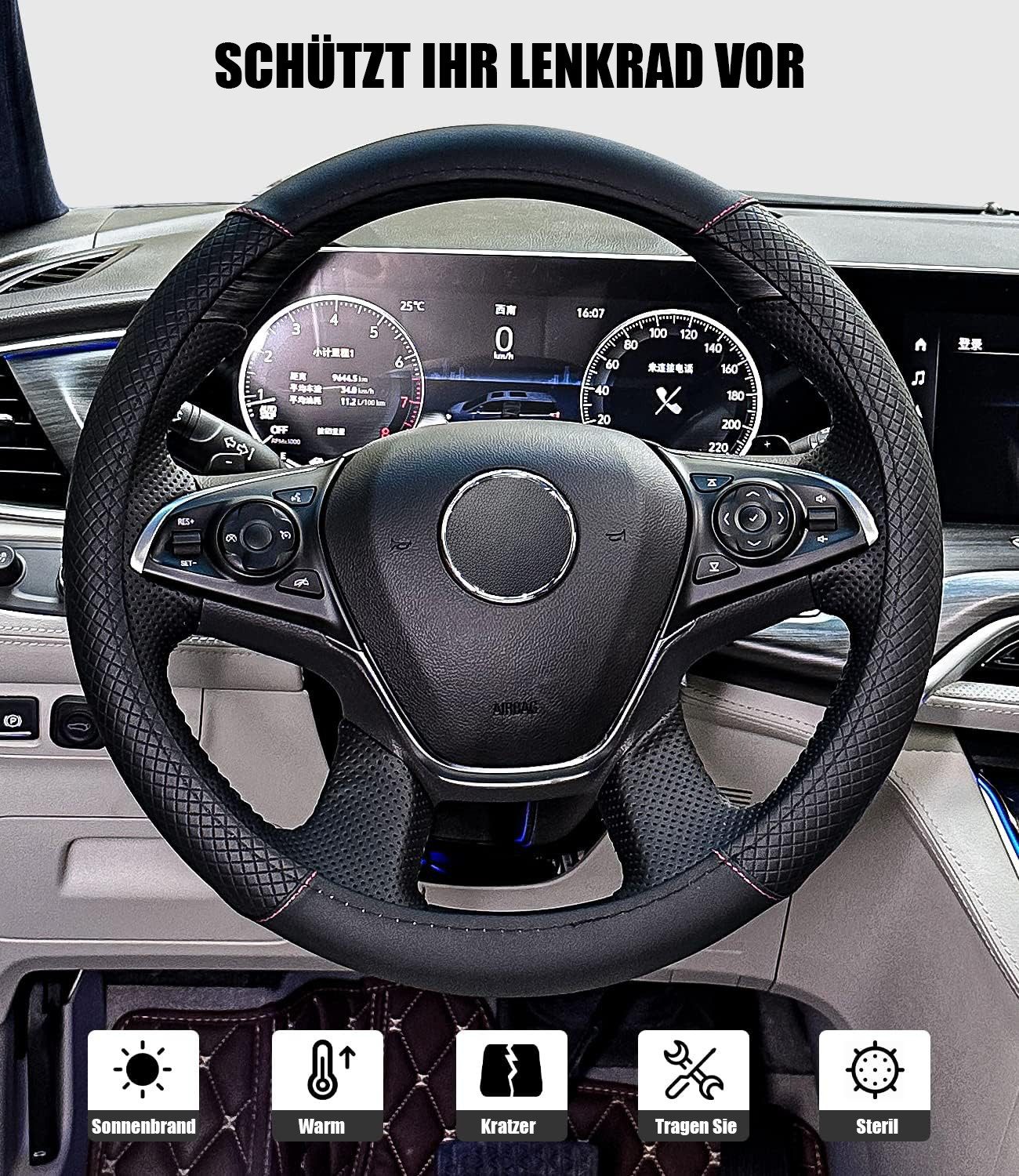 SinLaw Steering Wheel Cover 15'' Car Steering Wheel Protector Steering Wheel Cover Heavy Duty Anti-Slip, Ø 38.00 - 38.00 cm, (1-piece), Universal Steering Wheel Cover, Steering Wheel Sleeve