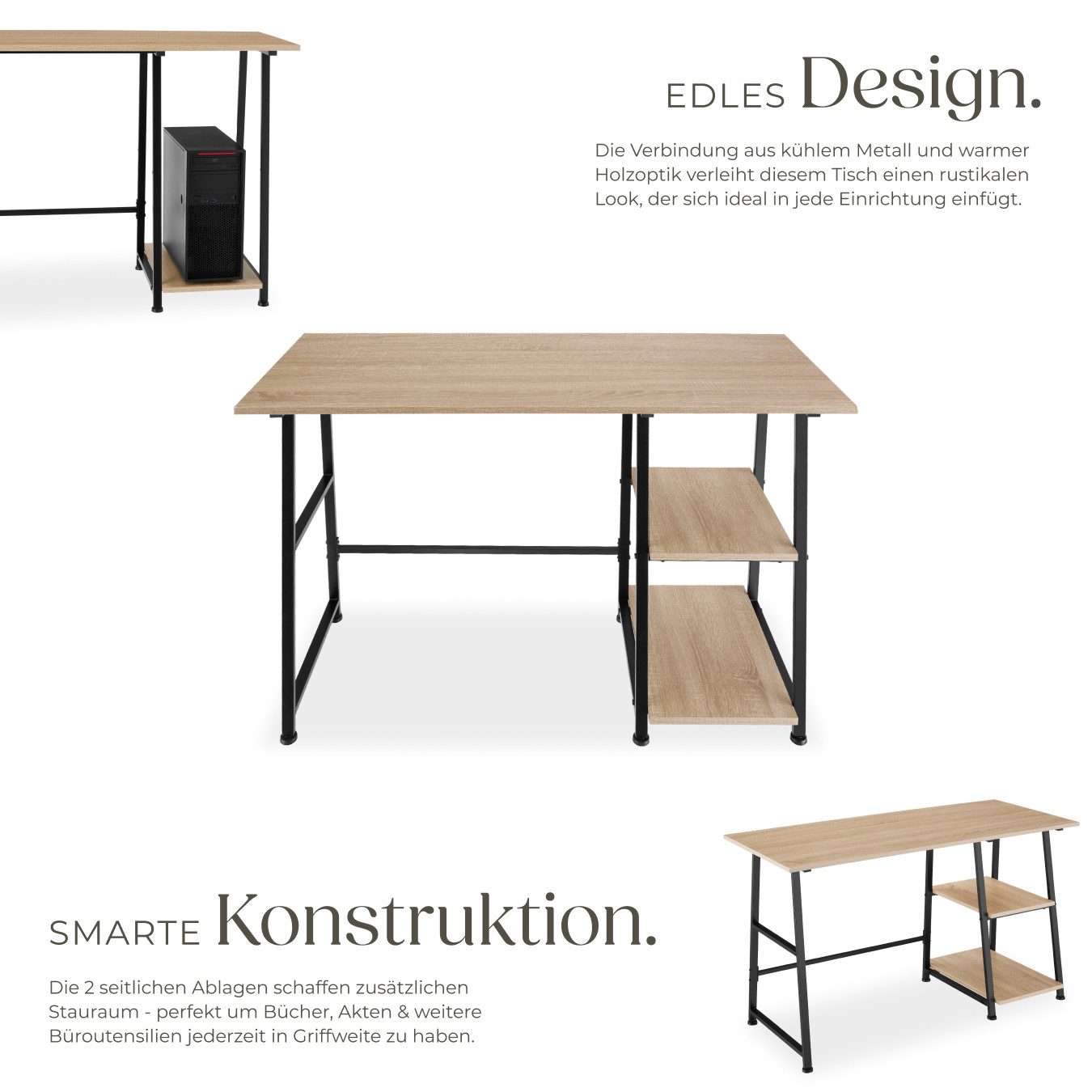 tectake Schreibtisch Paisley (1-St., 1 tlg), Rustikaler Schreibtisch im schnörkellosen Industrial Style