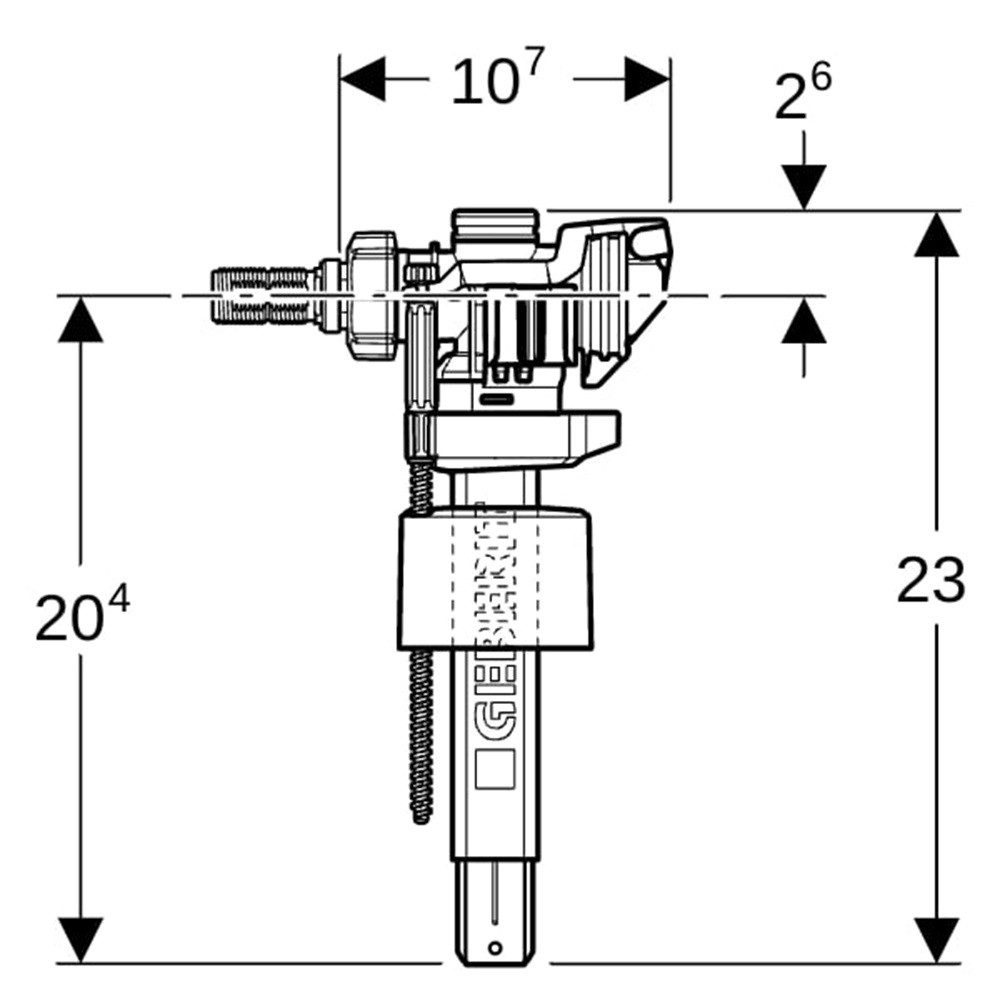 GEBERIT Füllventil GE Typ 383 Füllventil, WA seitlich 3/8", Nippel aus Messing, AP-SPK, (1-tlg)