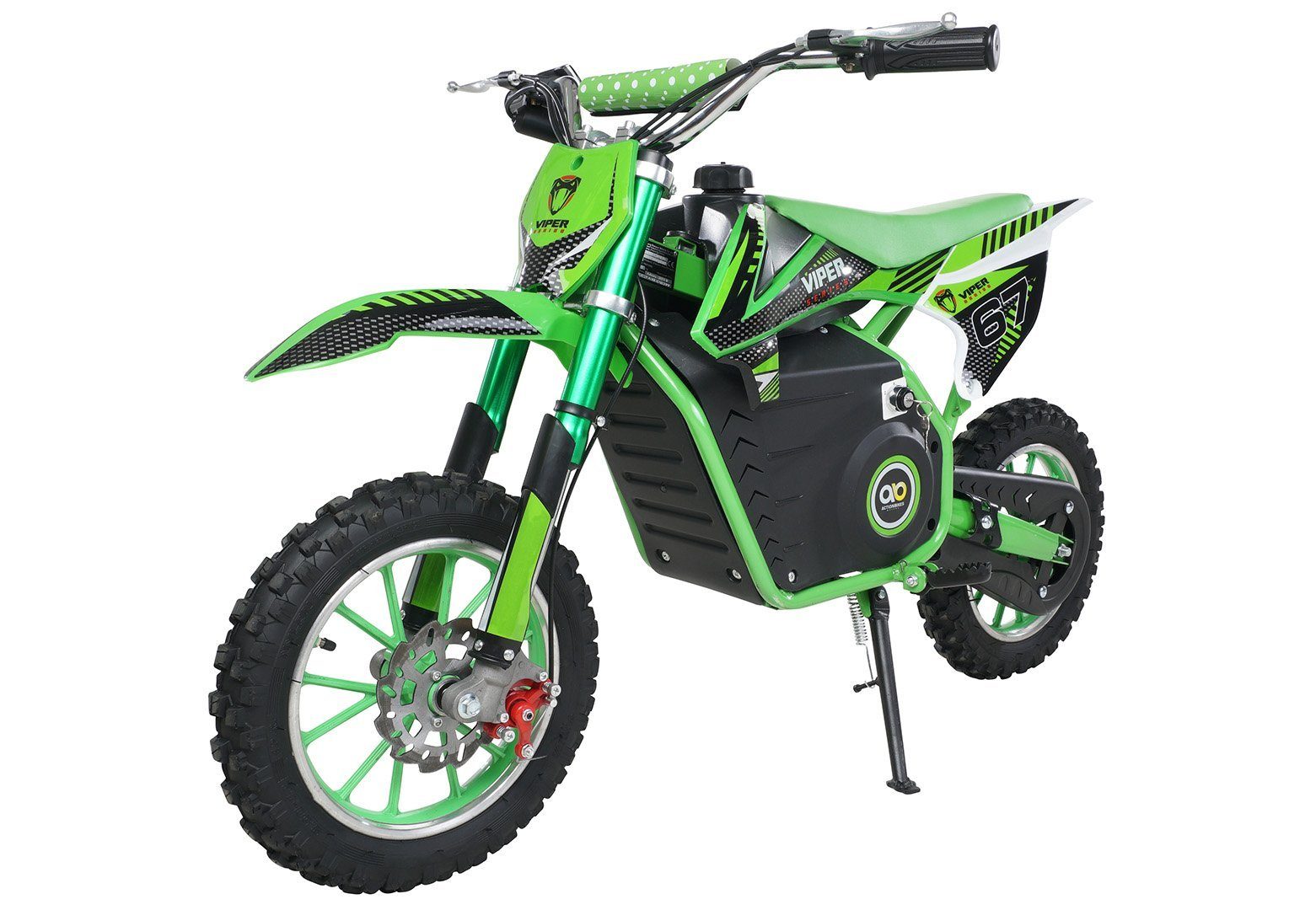 Actionbikes Motors Elektro-Kindermotorrad Kinder Crossbike Viper 1000 W Elektro - 3 Stufen - bis 25 km/h, Elektro Dirt-Bike Minicross in Grün Pocketbike ab 5 J. - Federgabel