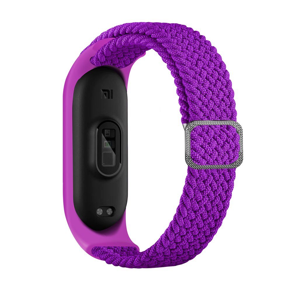 cofi1453 Armband Strap Stoff Ersatzarmband kompatibel mit Xiaomi Mi Band 6 / 5 / 4 / 3 geflochtenes Stoffarmband Lila