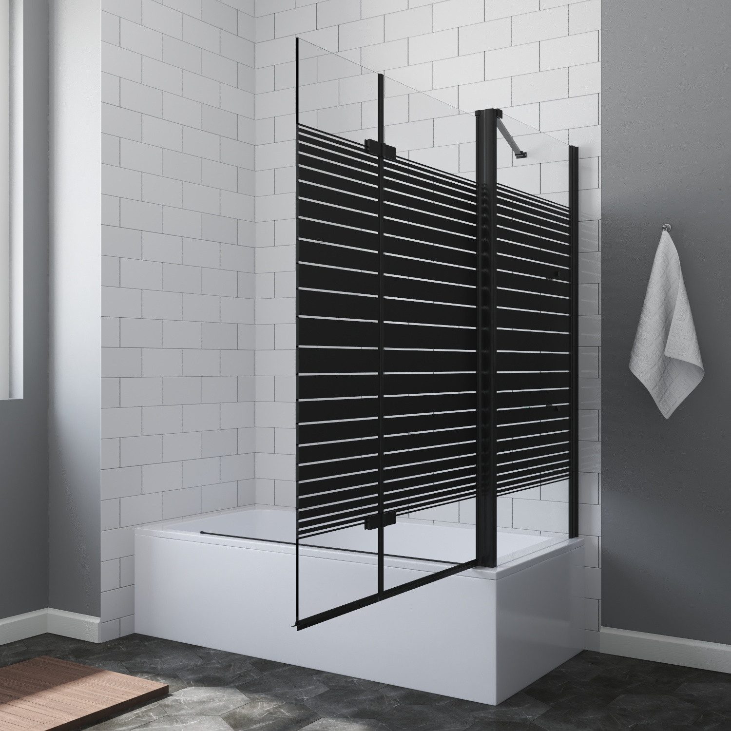 AQUALAVOS Badewannenaufsatz Badewannenaufsatz Eckdusche Duschwand 1 teilig 2 teilig mit Seitenwand, 5 mm Einscheiben-Sicherheitsglas (ESG) mit Nano, 120x70x140cm, Faltbar und schwenkbar 180°, links und rechts montierbar