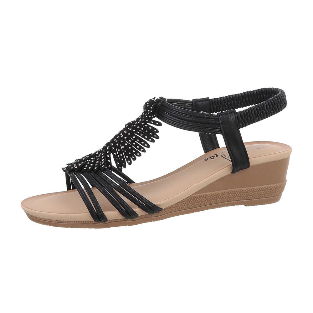 Ital-Design Damen Freizeit Keilsandalette (86016678) Keilabsatz/Wedge Keilsandaletten in Schwarz