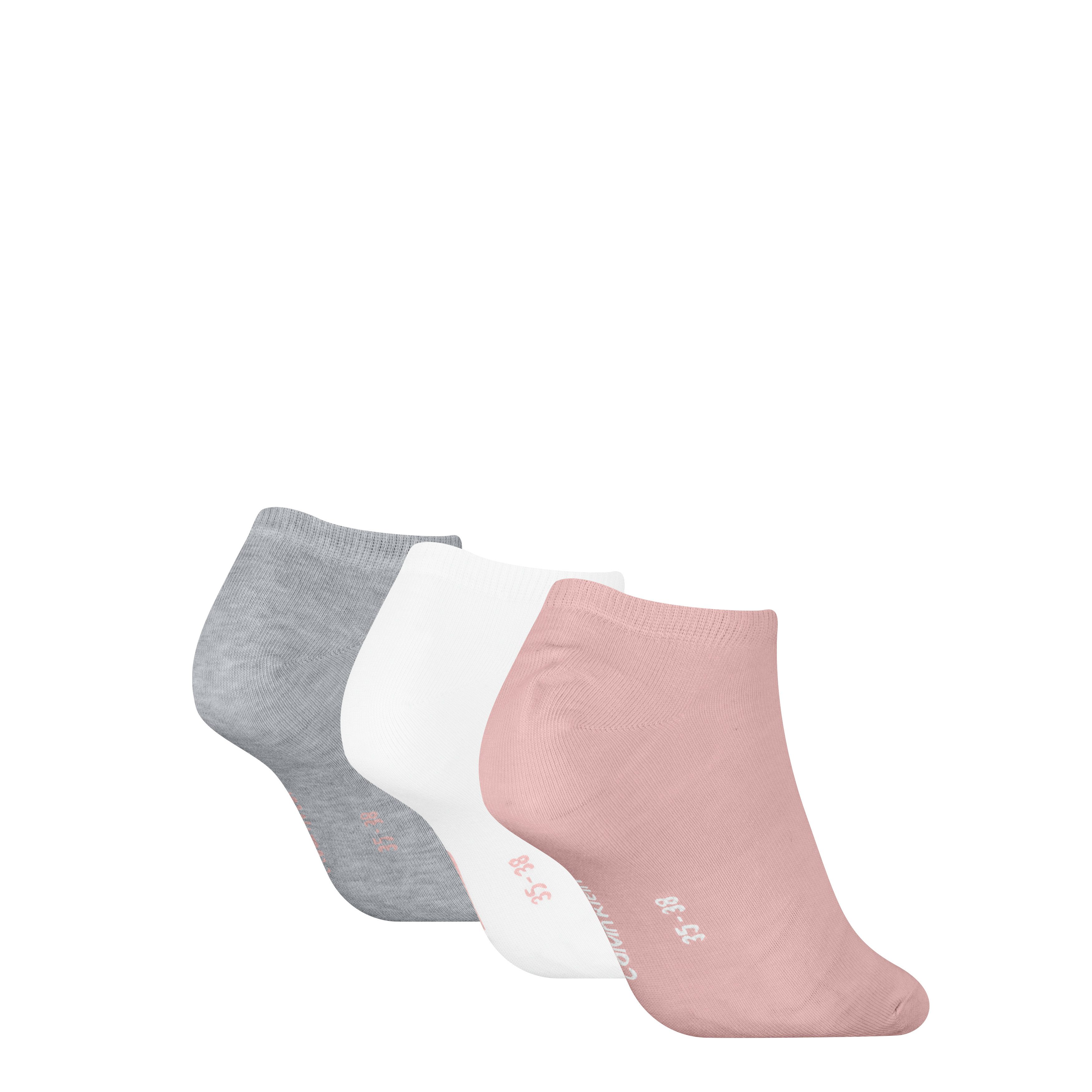 Calvin Klein Sneakersocken CK WOMEN SNEAKER (3 Paar) schmales Rippenbündchen, Cotton-Mix, elastisch
